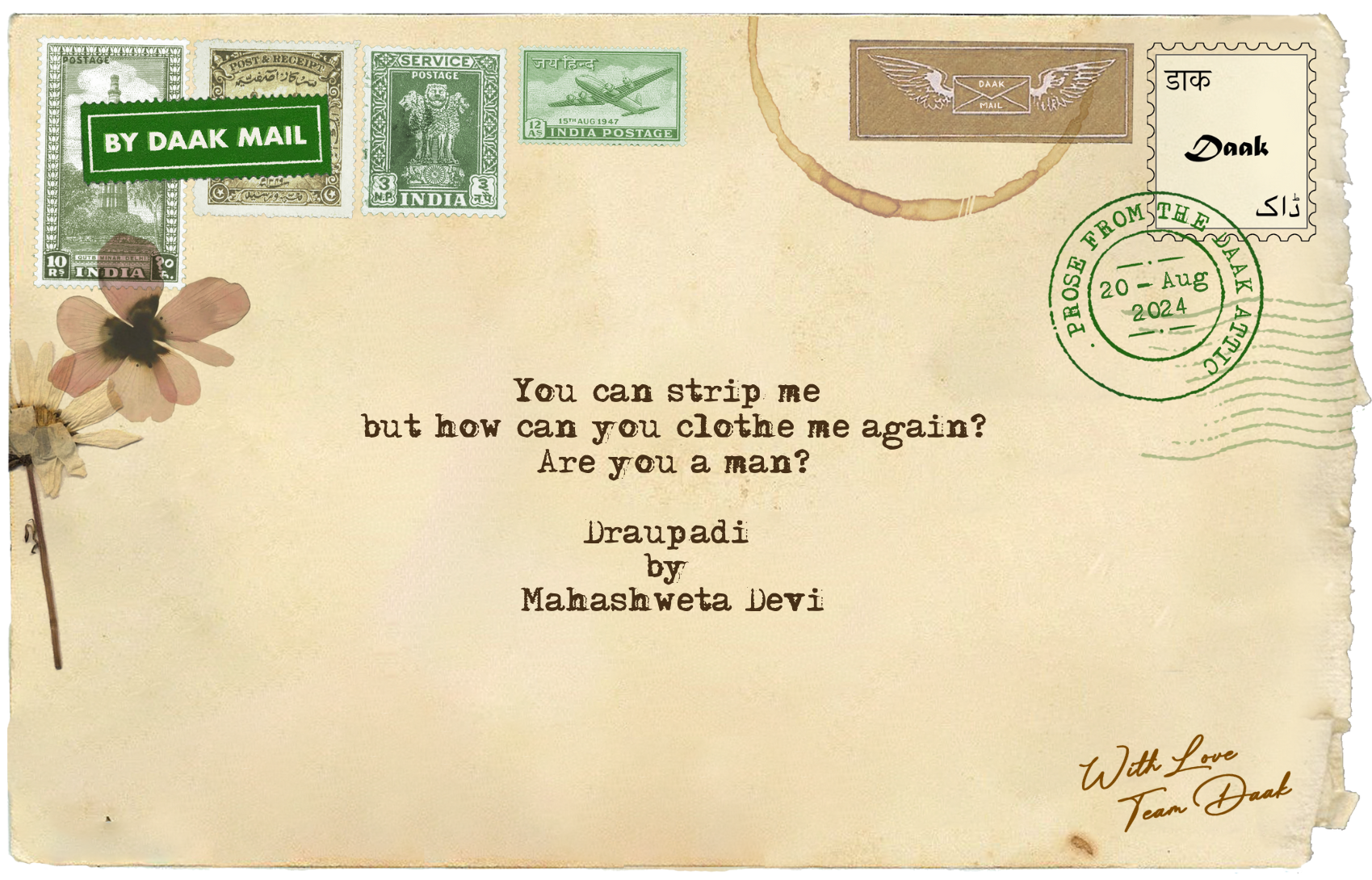 27 Postcard Draupadi Mahashweta Devi