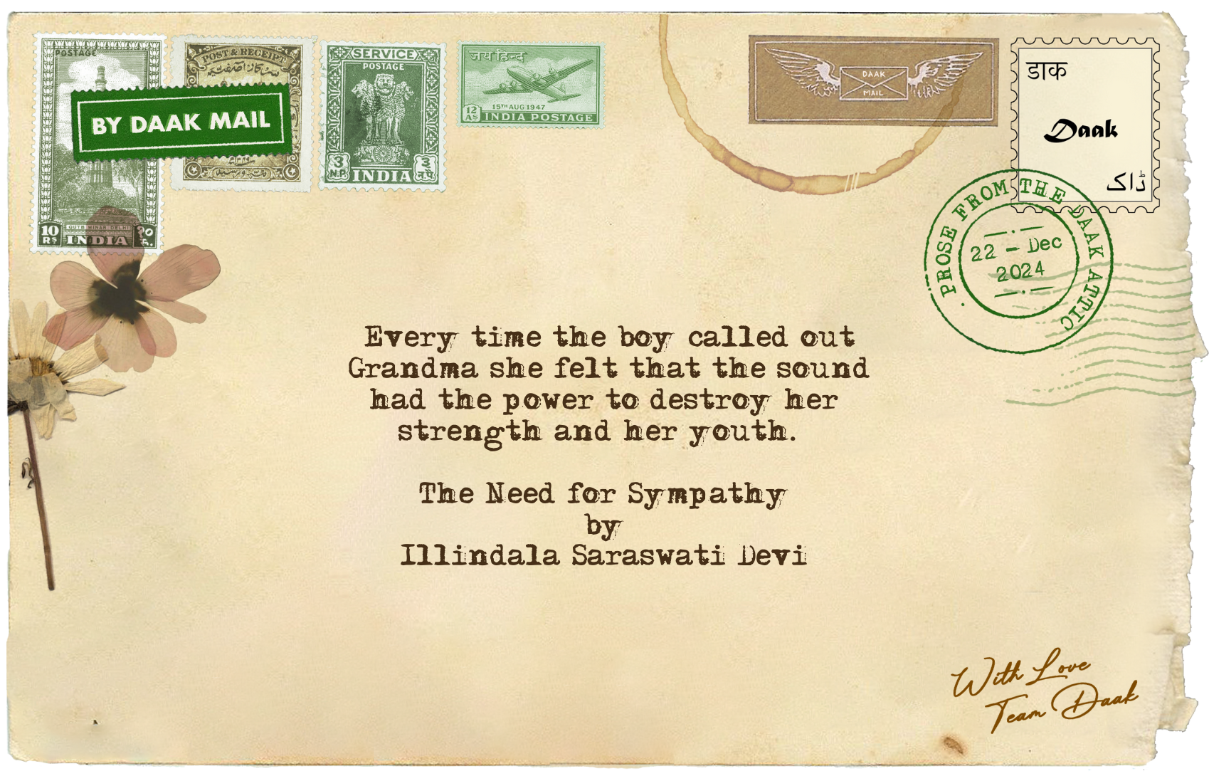 137 Postcard Sympathy Illindala Saraswati Devi