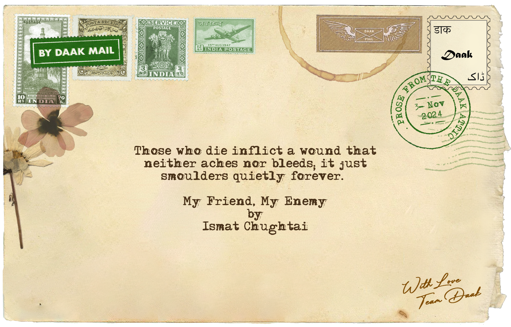 120 Postcard My Friend My Enemy Ismat Chughtai
