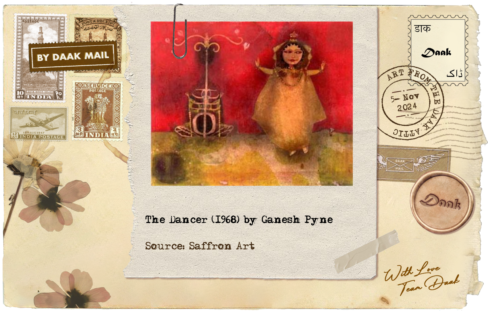 116 Postcard Artwork Dancer Ganesh Pyne