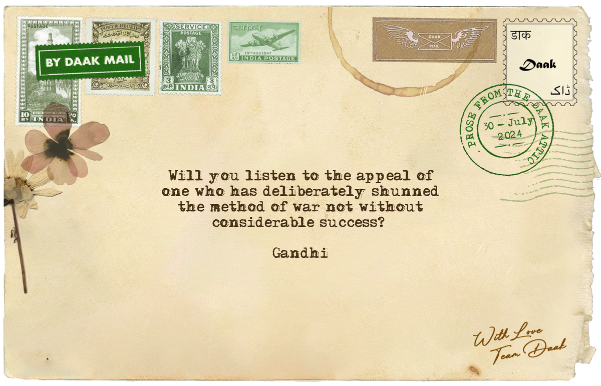 Postcard Letter Gandhi