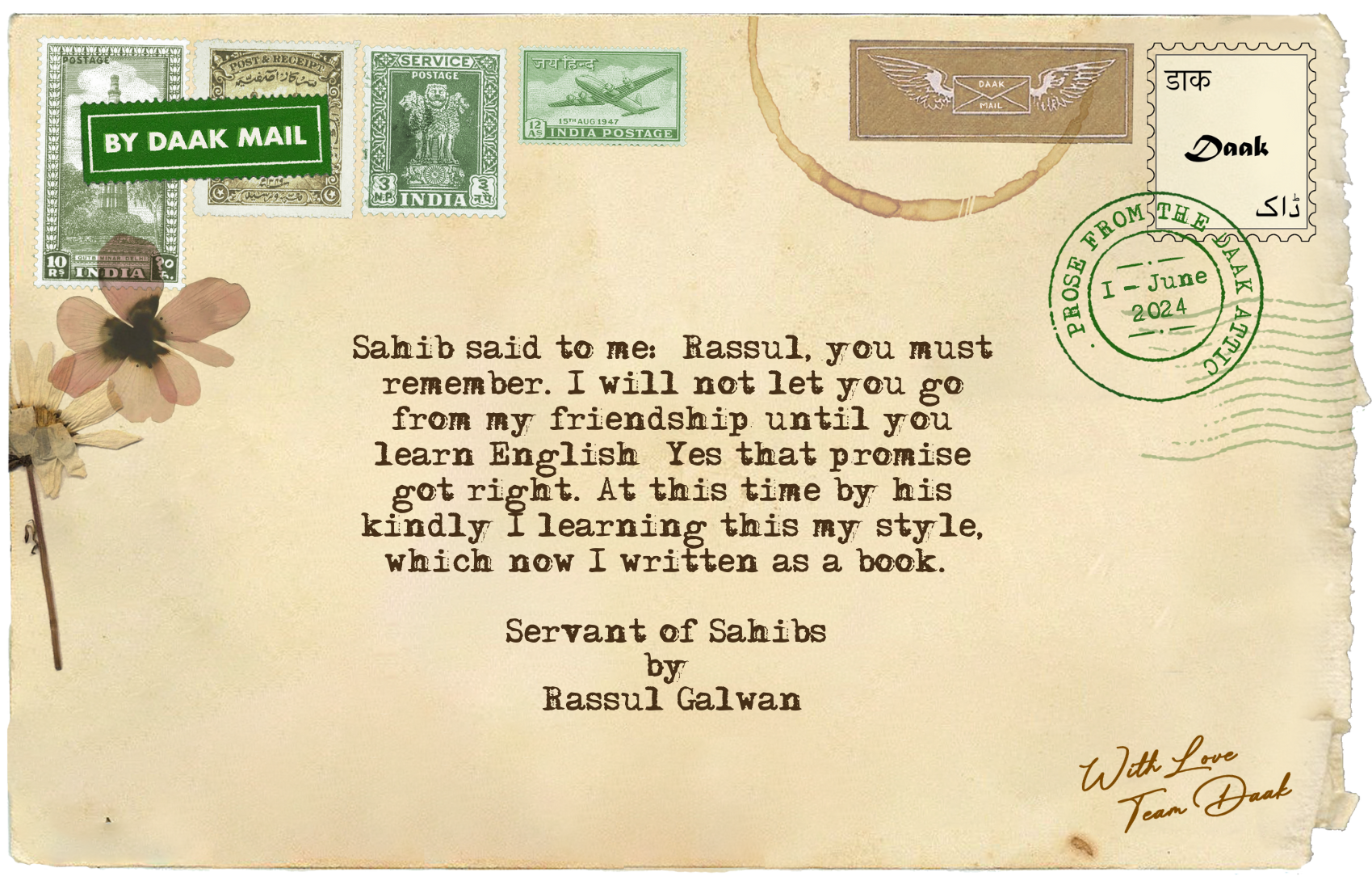 Postcard Servant of Sahibs Rassul Galawan