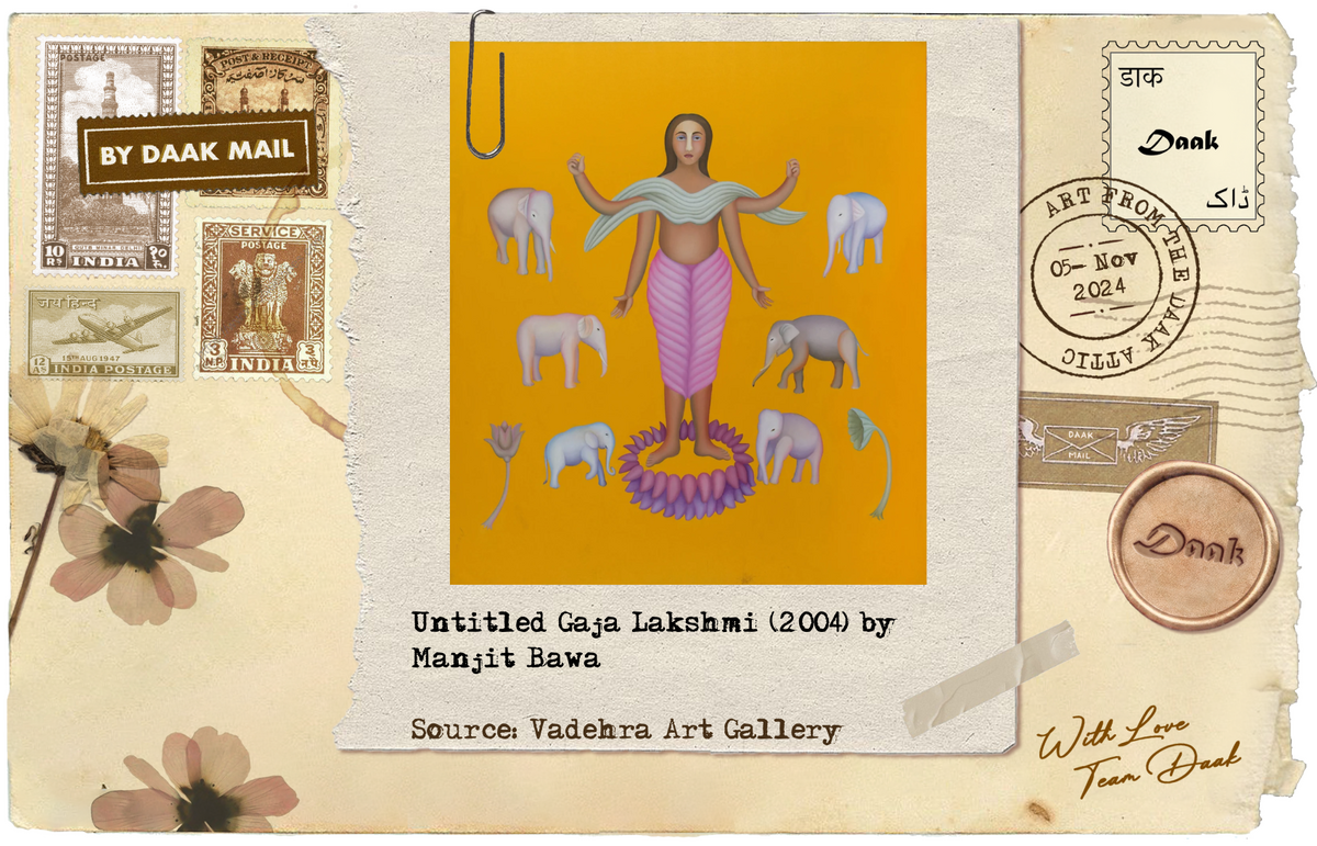 Untitled Gaja Lakshmi by Manjit Bawa