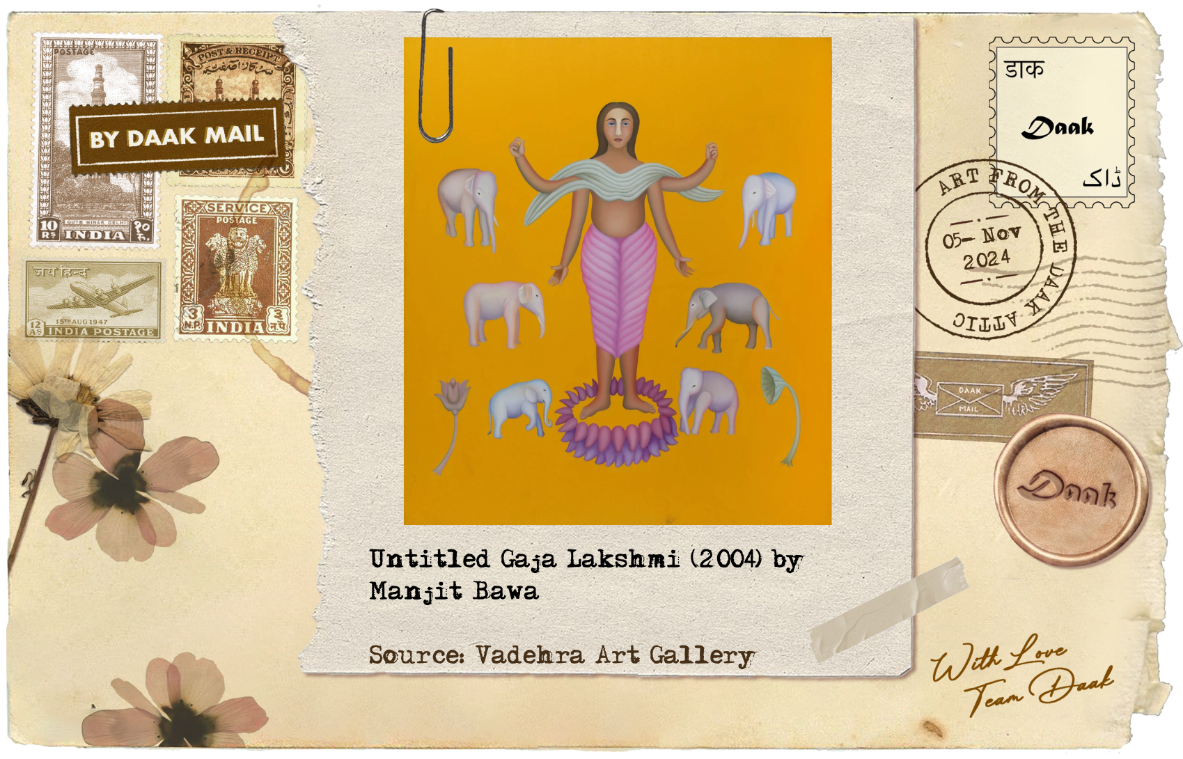 Untitled Gaja Lakshmi by Manjit Bawa