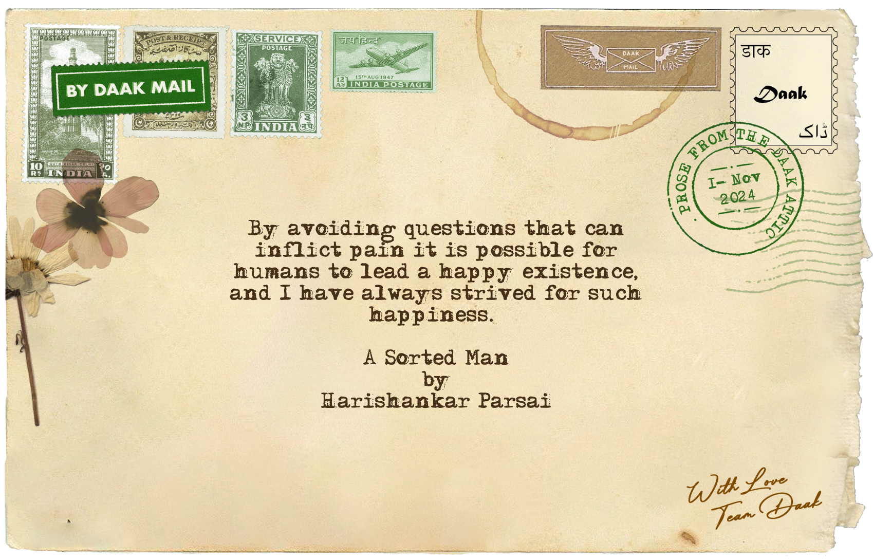 118 Postcard Sorted Man Harishankar Parsai