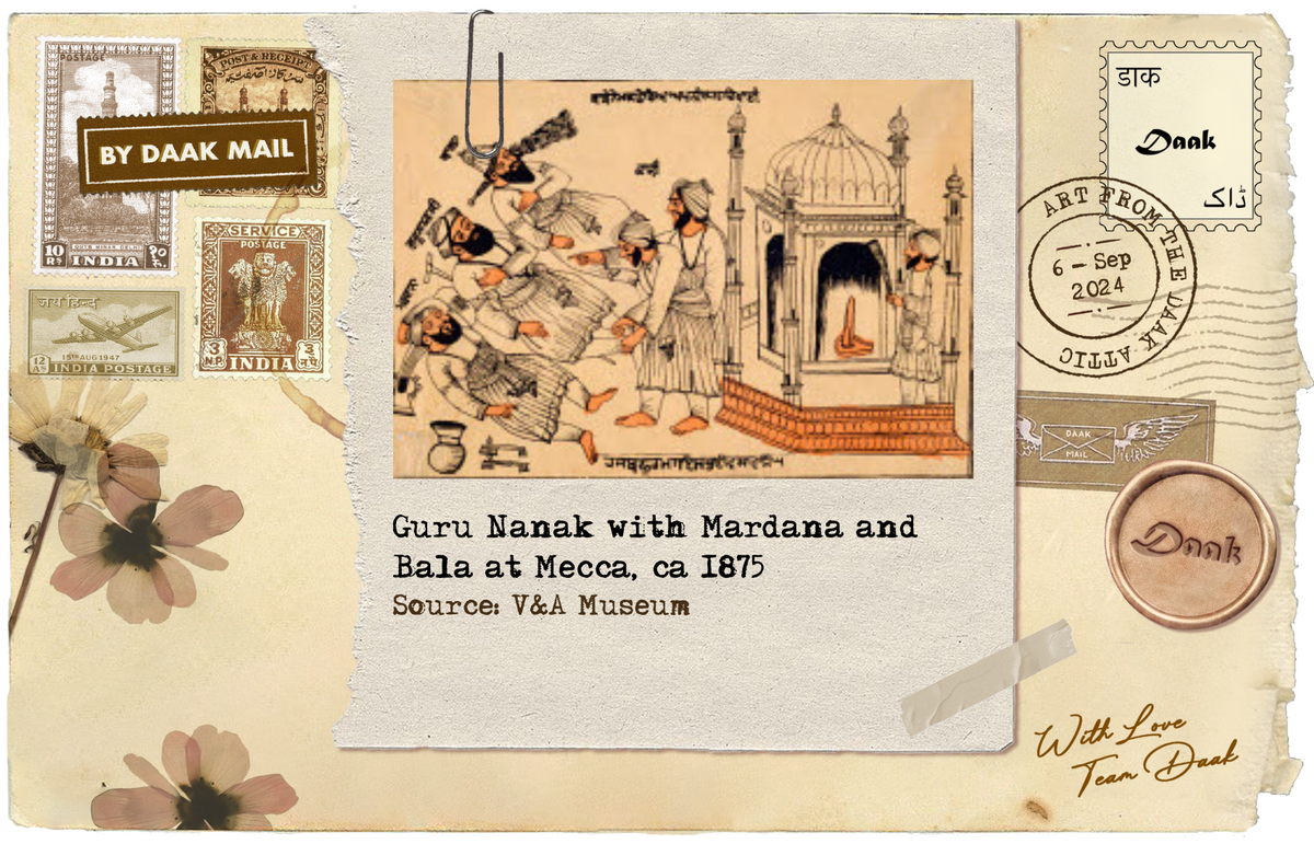 Postcard Guru Nanak in Mecca