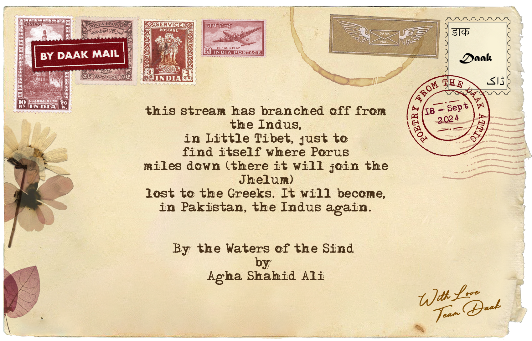 51 Postcard By the Waters of the Sind Agha Shahid Ali