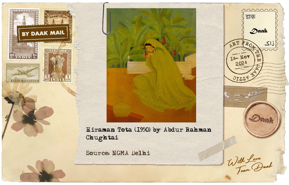 109 Postcard Artwork Hiraman Tota AR Chughtai