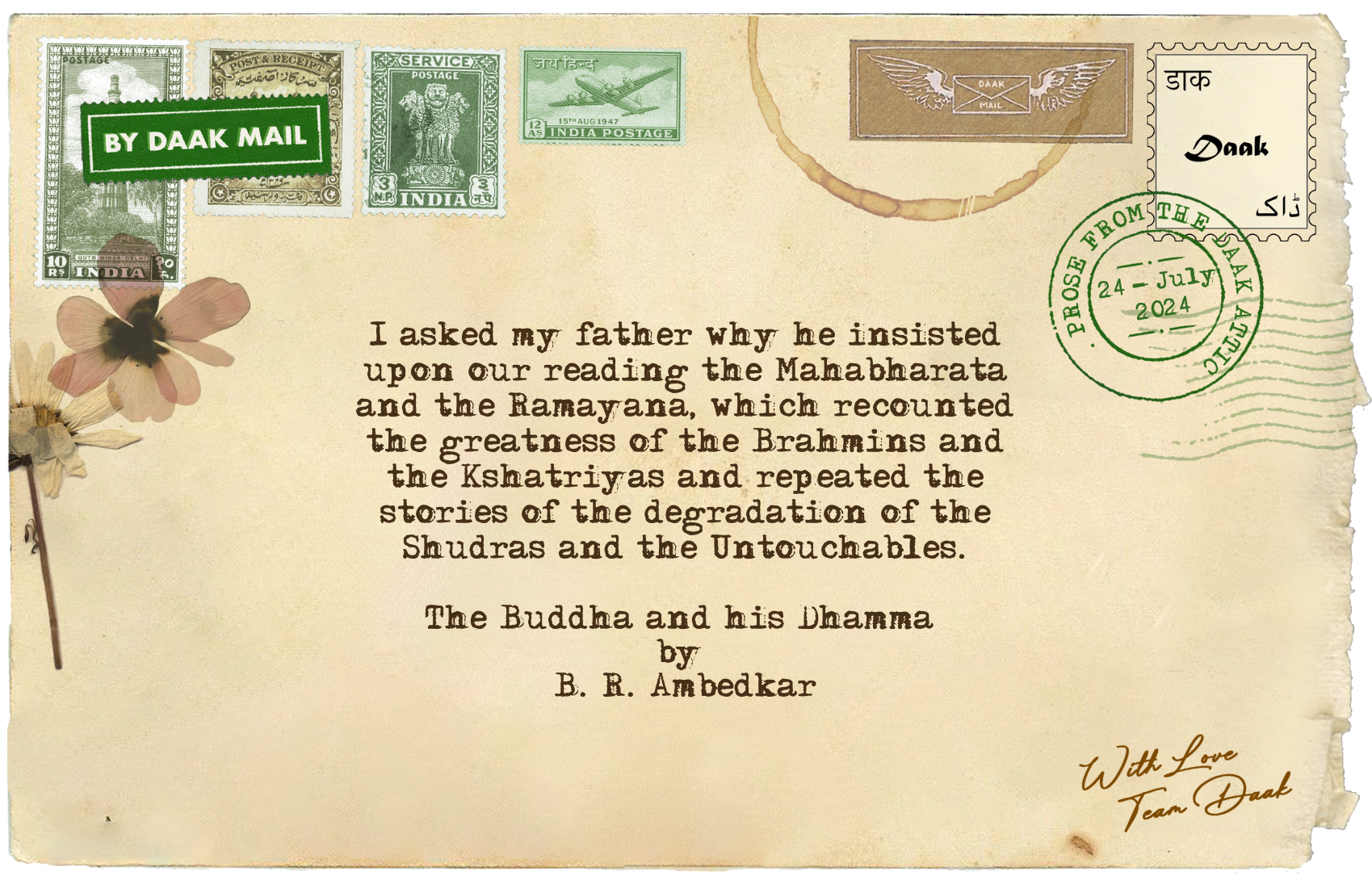 Postcard Buddha and his Dhamma B R Ambedkar