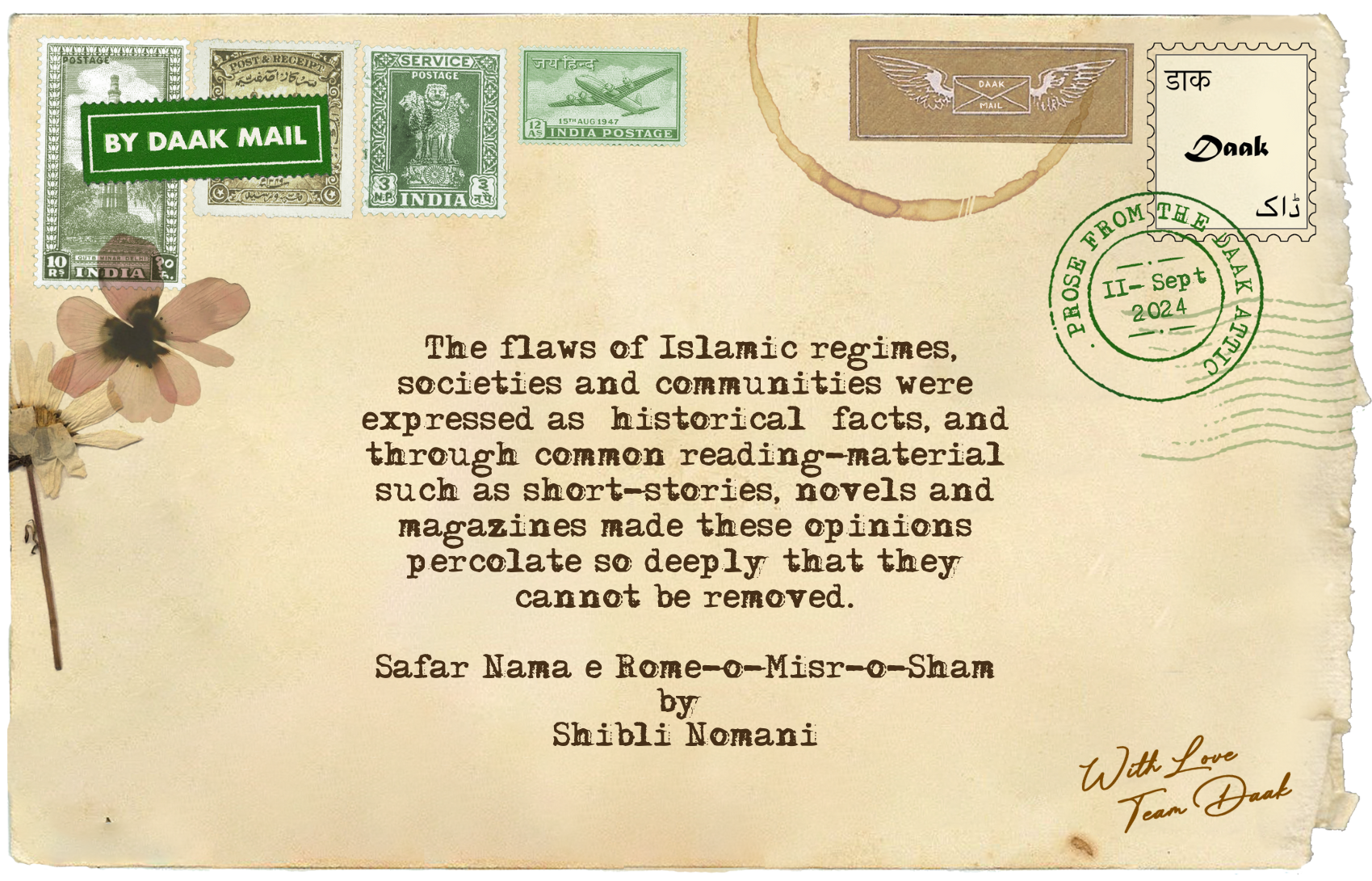45 Postcard Safarnama e Rum o Misr o Sham Shibli Nomani