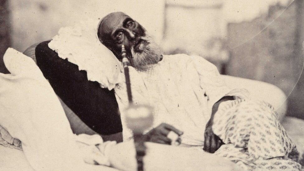 The only surviving photo of Bahadur Shah Zafar, as he lay on his deathbed
