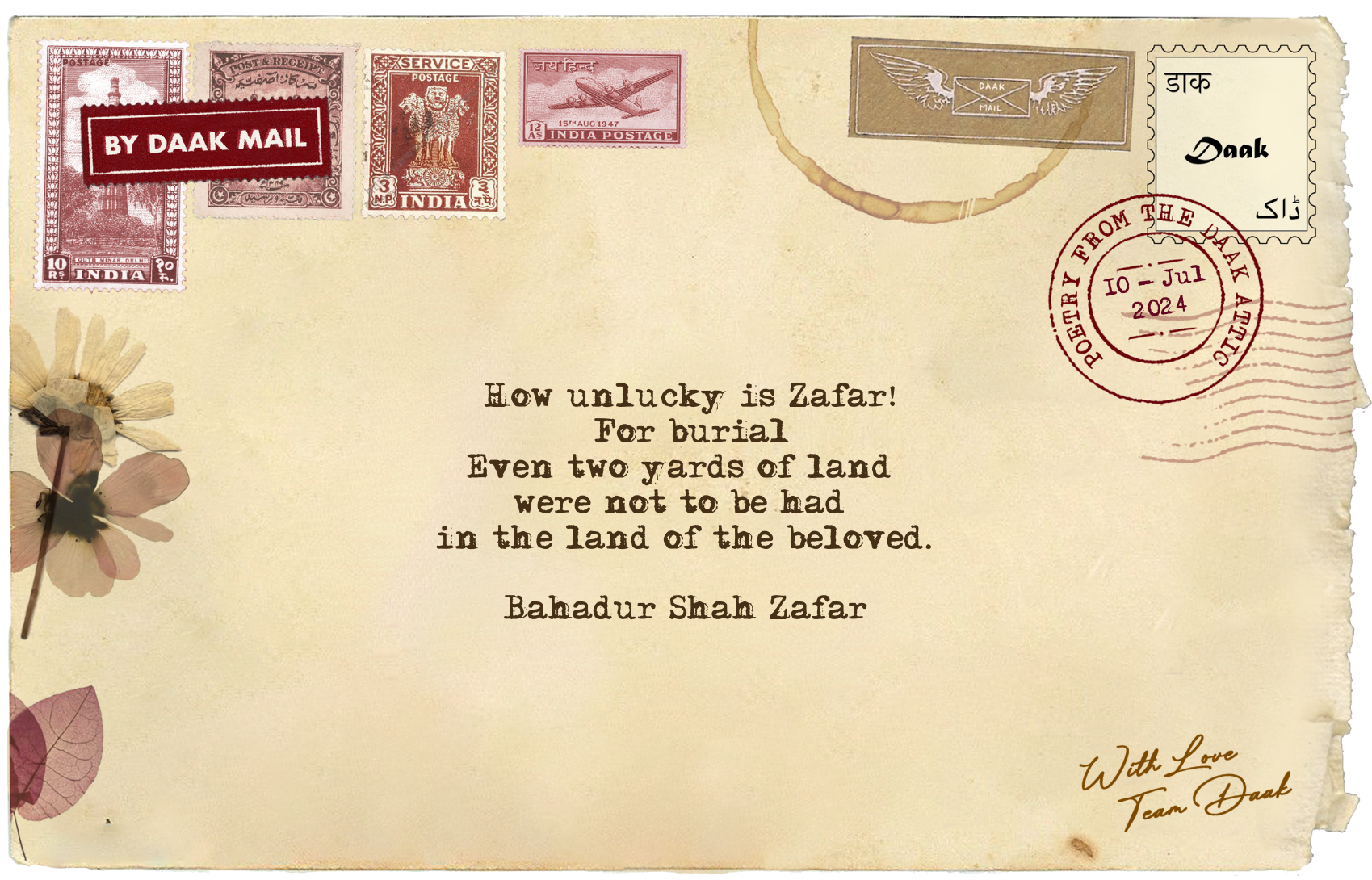 16 Postcard Burial Bahadur Shah Zafar