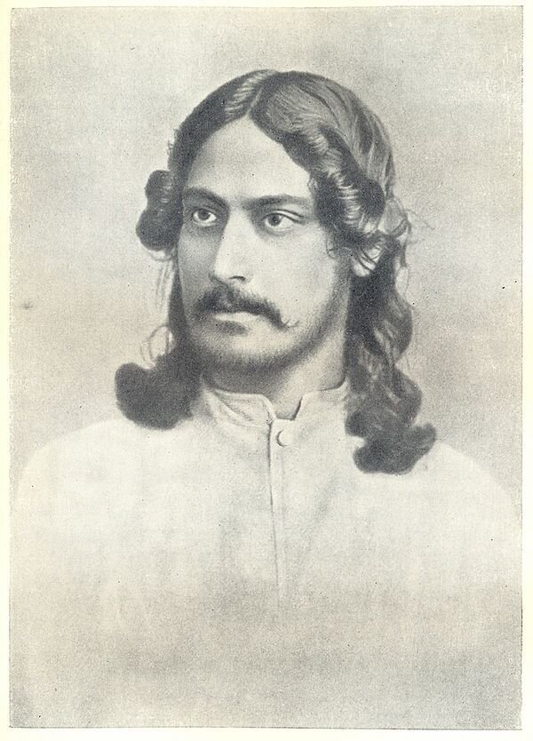 A photograph of a young Rabindranath Tagore