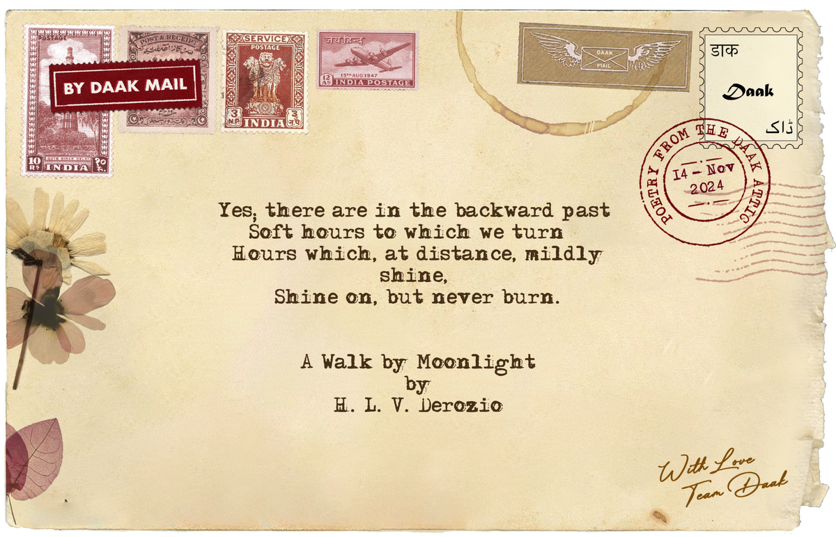 110 Postcard A Walk by Moonlight HLV Derozio