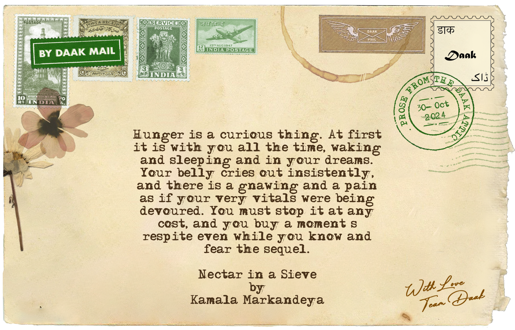 113 Postcard Nectar in A Sieve Kamala Markandeya