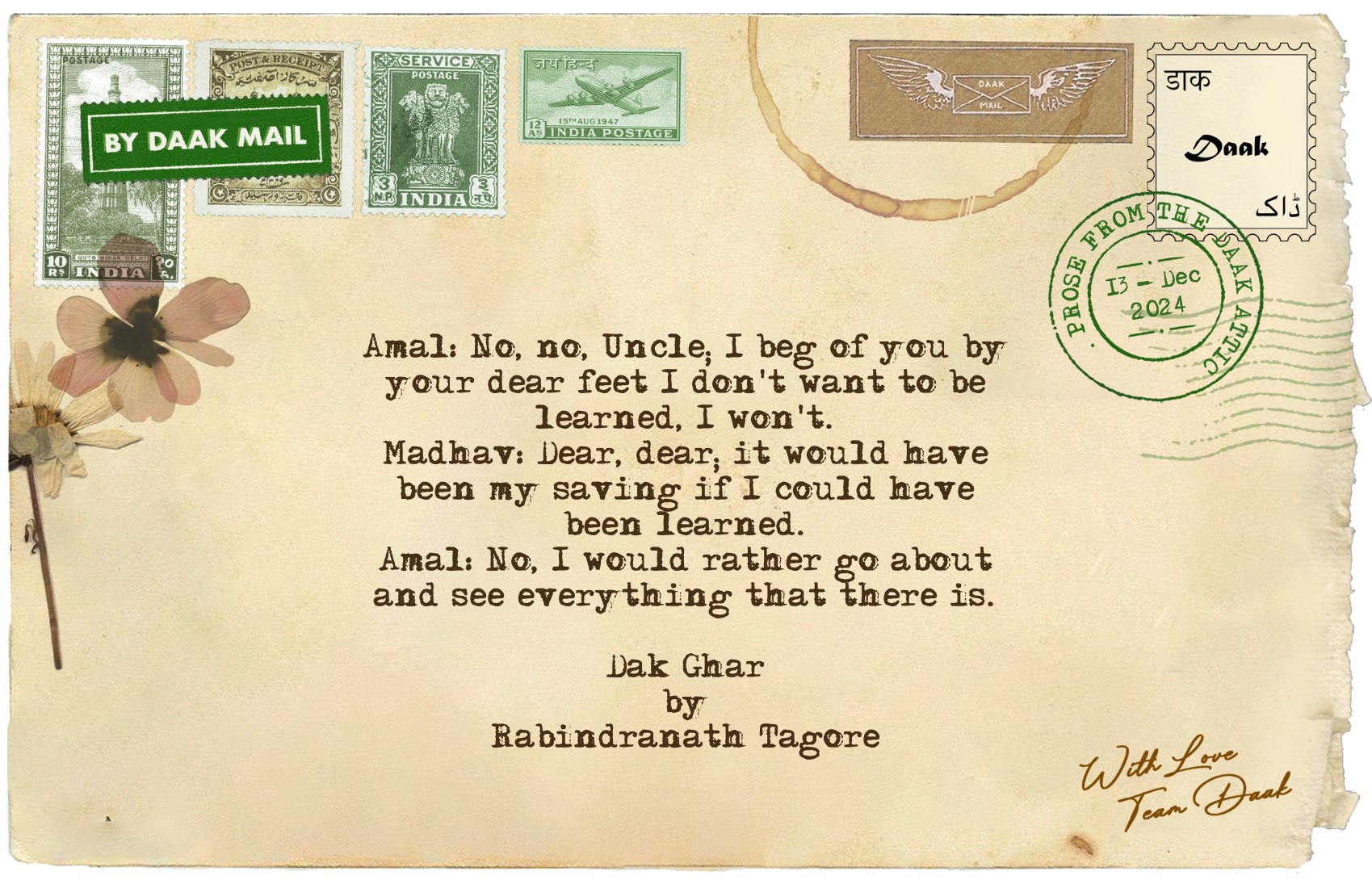 136 Postcard Dak Ghar Tagore